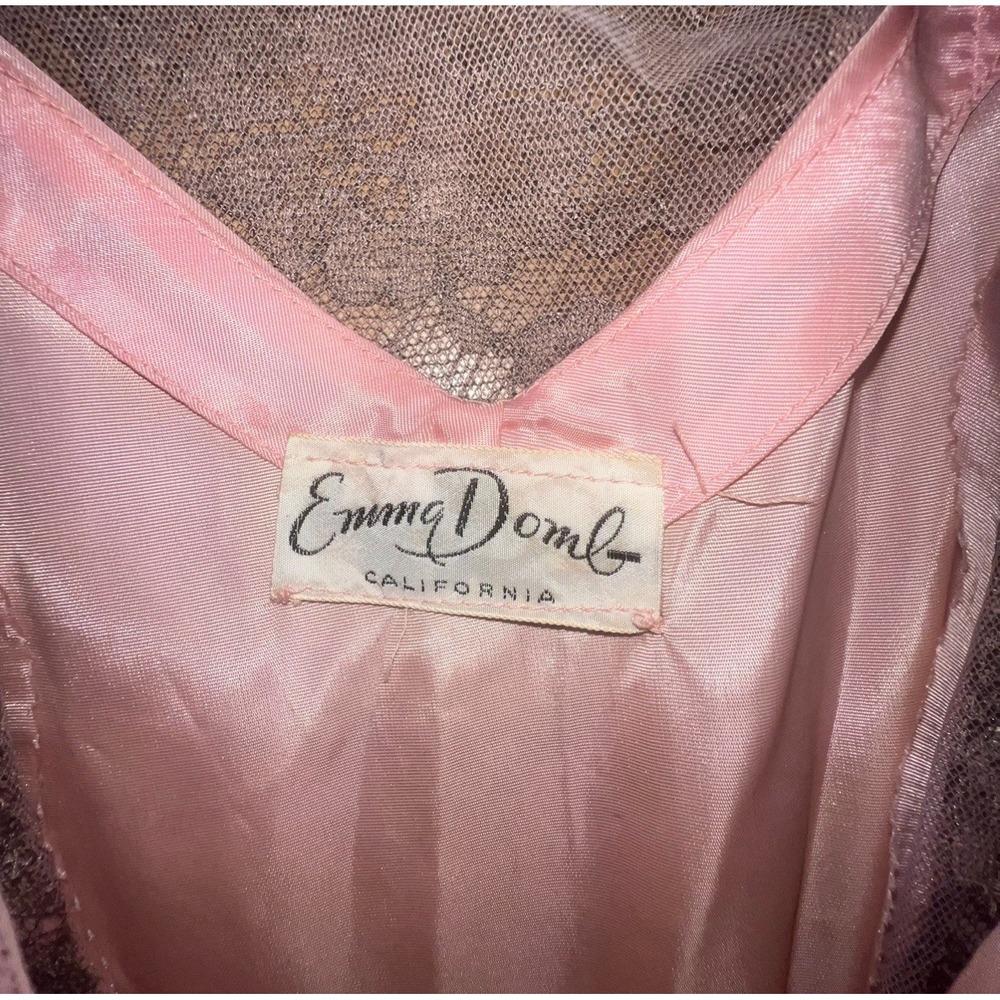 Vtg 1950s Emma Domb Pink Lace Party Dress Tea Fit & Flare Illusion Size XS *read - Picture 15 of 16